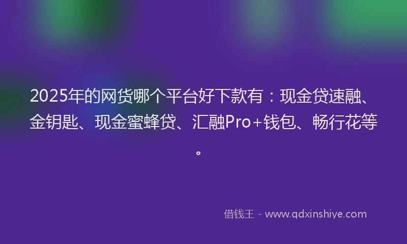 2025年的网货哪个平台好下款有：现金贷速融、金钥匙、现金蜜蜂贷、汇融Pro+钱包、畅行花等。