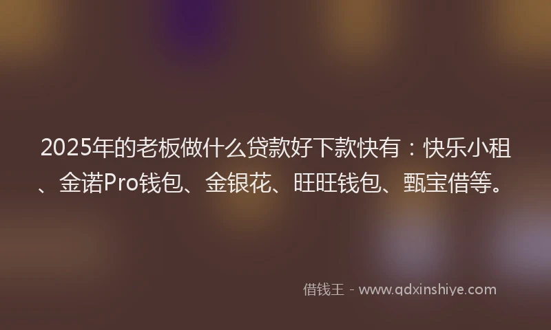 2025年的老板做什么贷款好下款快有：快乐小租、金诺Pro钱包、金银花、旺旺钱包、甄宝借等。