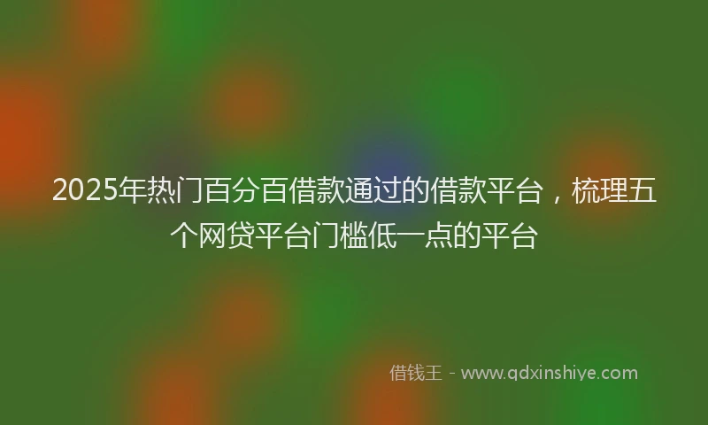 2025年热门百分百借款通过的借款平台,梳理五个网贷平台门槛低一点的平台