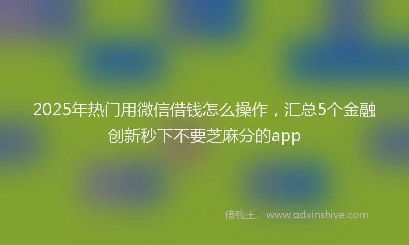 2025年热门用微信借钱怎么操作,汇总5个金融创新秒下不要芝麻分的app