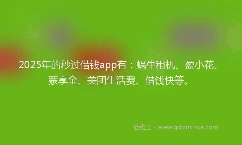 2025年的秒过借钱app有：蜗牛租机、盈小花、蒙享金、美团生活费、借钱快等。