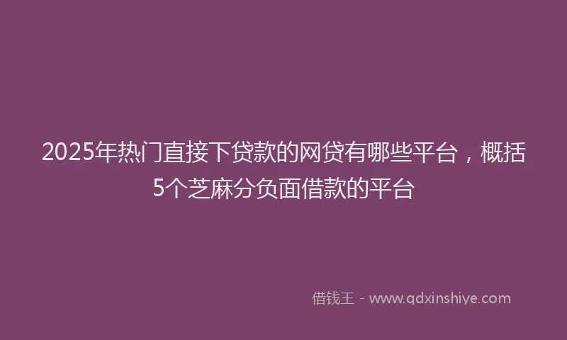 2025年热门直接下贷款的网贷有哪些平台，概括5个芝麻分负面借款的平台