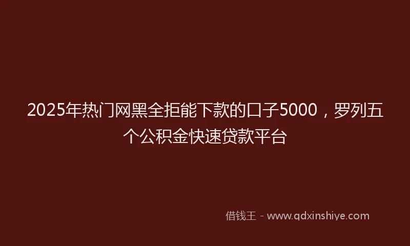 2025年热门网黑全拒能下款的口子5000，罗列五个公积金快速贷款平台