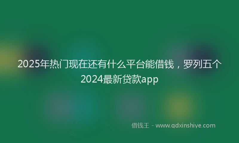 2025年热门现在还有什么平台能借钱，罗列五个2024最新贷款app