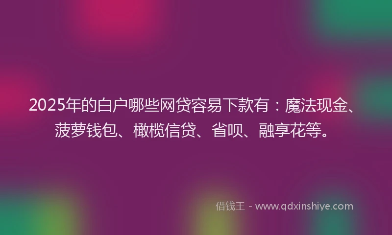 2025年的白户哪些网贷容易下款有：魔法现金、菠萝钱包、橄榄信贷、省呗、融享花等。