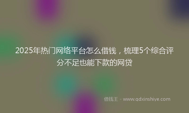 2025年热门网络平台怎么借钱，梳理5个综合评分不足也能下款的网贷