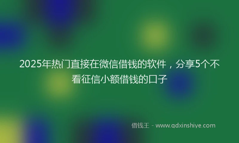 2025年热门直接在微信借钱的软件，分享5个不看征信小额借钱的口子
