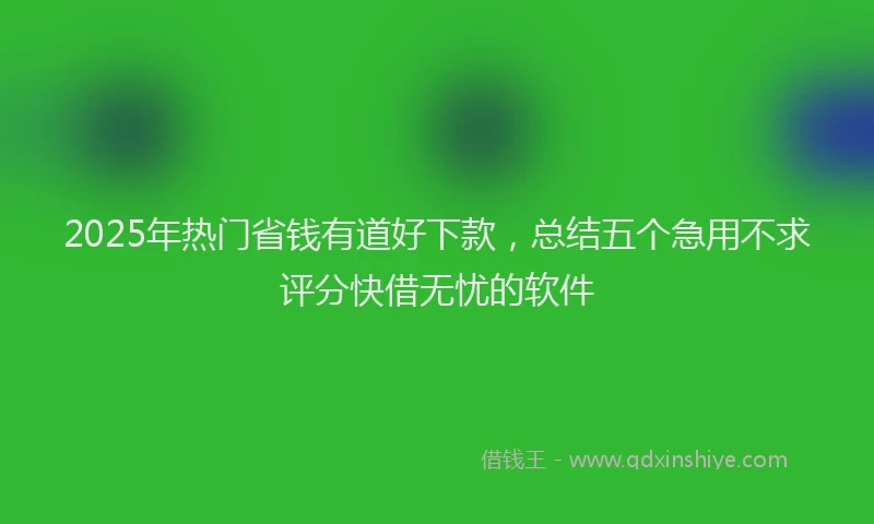 2025年热门省钱有道好下款，总结五个急用不求评分快借无忧的软件