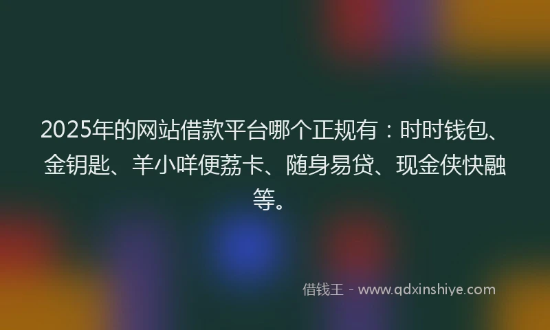 2025年的网站借款平台哪个正规有：时时钱包、金钥匙、羊小咩便荔卡、随身易贷、现金侠快融等。