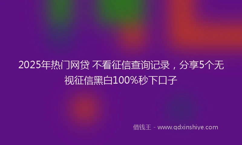 2025年热门网贷 不看征信查询记录，分享5个无视征信黑白100%秒下口子