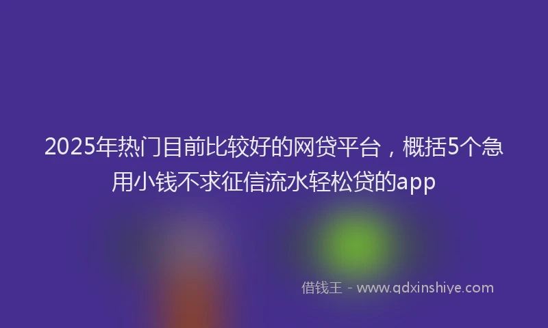 2025年热门目前比较好的网贷平台，概括5个急用小钱不求征信流水轻松贷的app