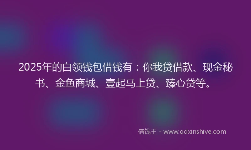 2025年的白领钱包借钱有：你我贷借款、现金秘书、金鱼商城、壹起马上贷、臻心贷等。