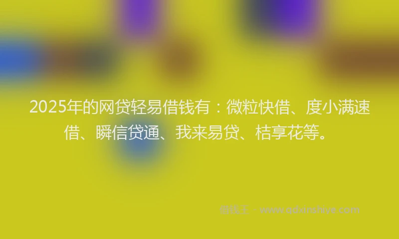 2025年的网贷轻易借钱有：微粒快借、度小满速借、瞬信贷通、我来易贷、桔享花等。