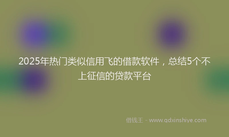 2025年热门类似信用飞的借款软件,总结5个不上征信的贷款平台