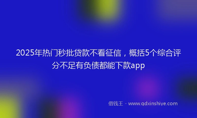 2025年热门秒批贷款不看征信,概括5个综合评分不足有负债都能下款app