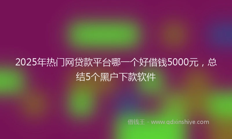 2025年热门网贷款平台哪一个好借钱5000元，总结5个黑户下款软件