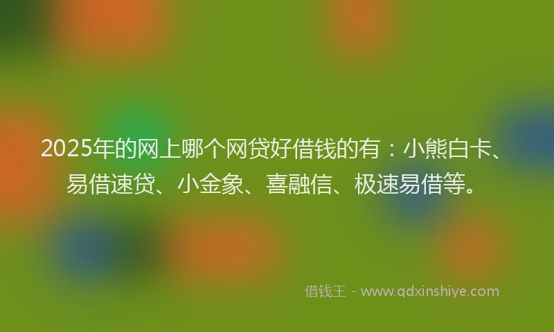 2025年的网上哪个网贷好借钱的有：小熊白卡、易借速贷、小金象、喜融信、极速易借等。