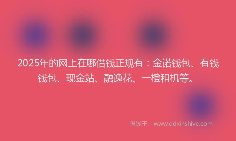2025年的网上在哪借钱正规有：金诺钱包、有钱钱包、现金站、融逸花、一橙租机等。