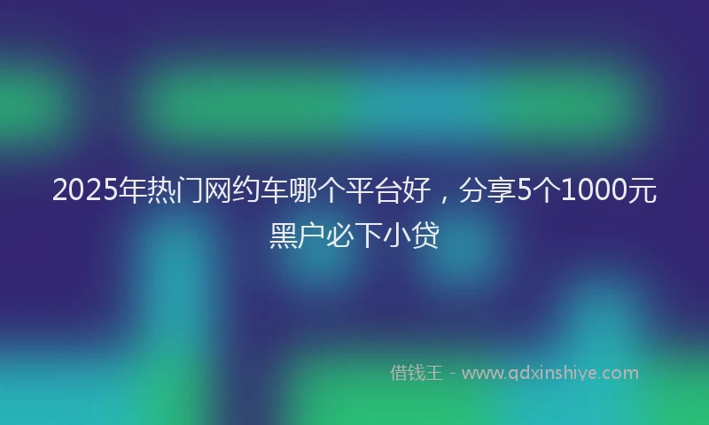 2025年热门网约车哪个平台好,分享5个1000元黑户必下小贷