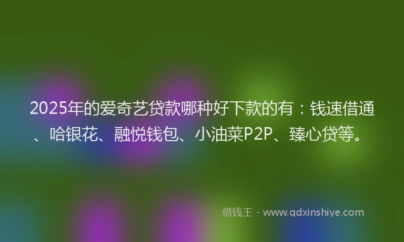 2025年的爱奇艺贷款哪种好下款的有：钱速借通、哈银花、融悦钱包、小油菜P2P、臻心贷等。