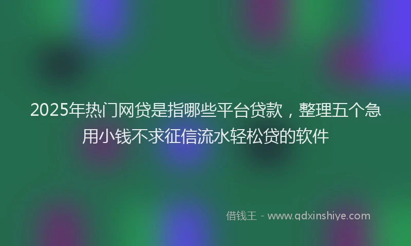 2025年热门网贷是指哪些平台贷款，整理五个急用小钱不求征信流水轻松贷的软件