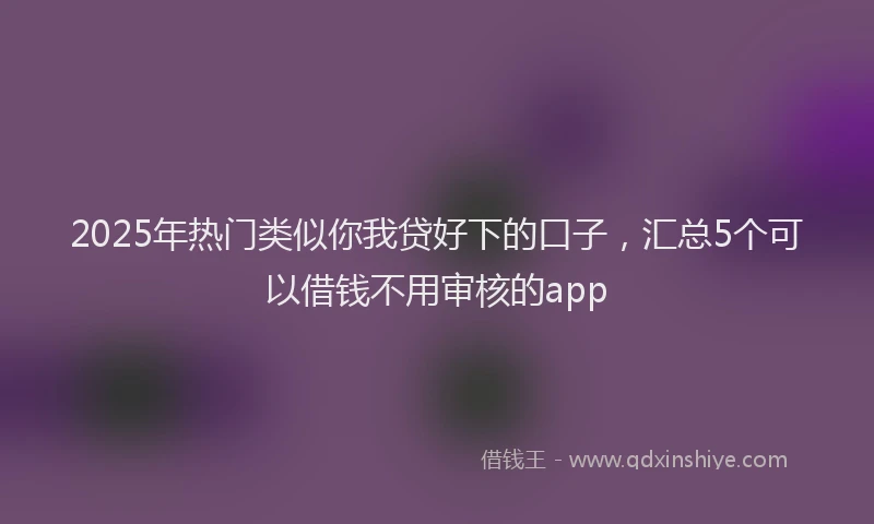 2025年热门类似你我贷好下的口子，汇总5个可以借钱不用审核的app
