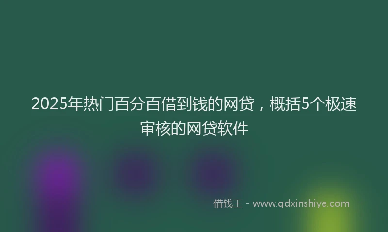 2025年热门百分百借到钱的网贷，概括5个极速审核的网贷软件