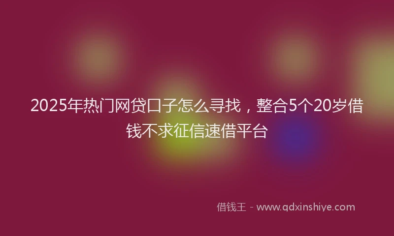 2025年热门网贷口子怎么寻找，整合5个20岁借钱不求征信速借平台