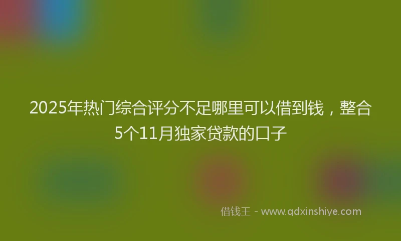 2025年热门综合评分不足哪里可以借到钱，整合5个11月独家贷款的口子