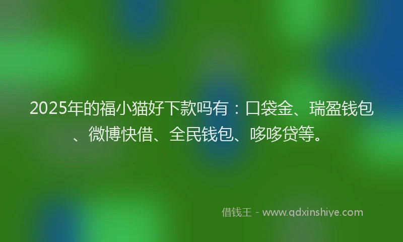 2025年的福小猫好下款吗有：口袋金、瑞盈钱包、微博快借、全民钱包、哆哆贷等。
