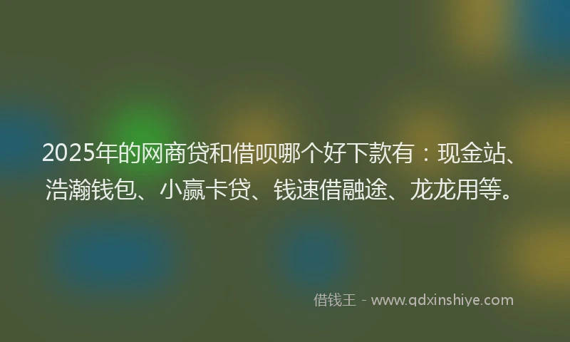 2025年的网商贷和借呗哪个好下款有：现金站、浩瀚钱包、小赢卡贷、钱速借融途、龙龙用等。