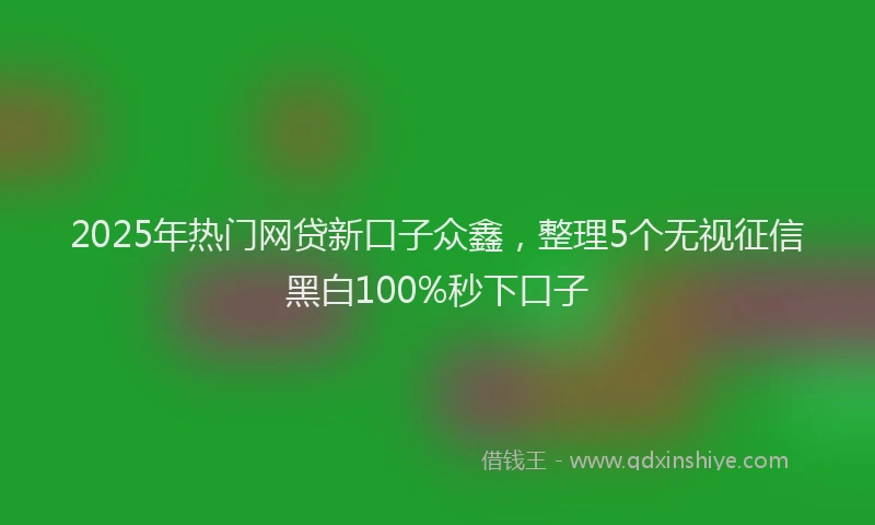 2025年热门网贷新口子众鑫，整理5个无视征信黑白100%秒下口子