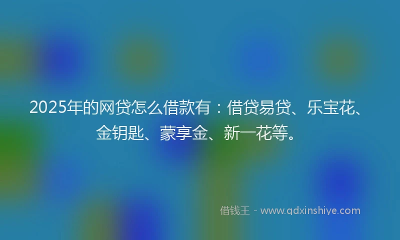 2025年的网贷怎么借款有:借贷易贷、乐宝花、金钥匙、蒙享金、新一花等。