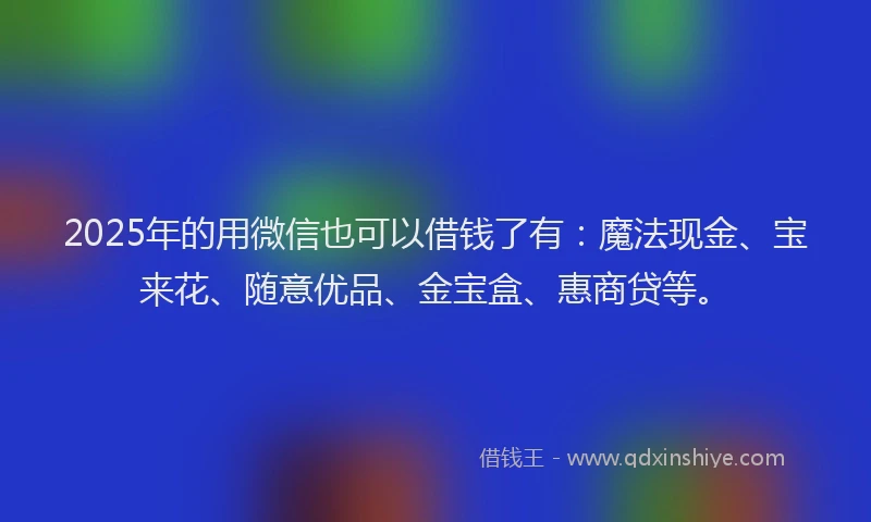 2025年的用微信也可以借钱了有：魔法现金、宝来花、随意优品、金宝盒、惠商贷等。