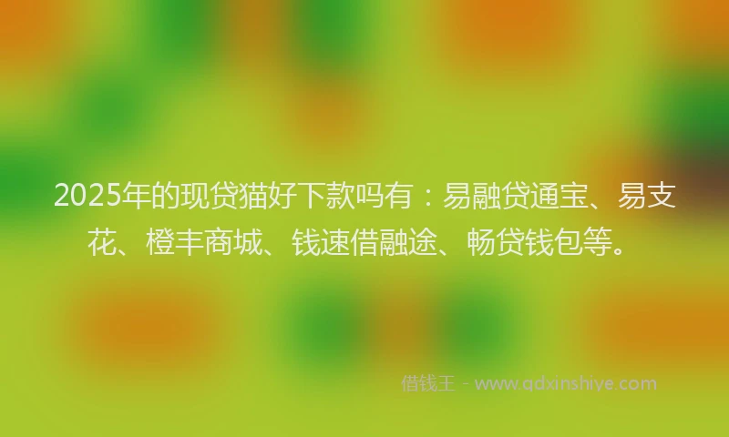 2025年的现贷猫好下款吗有:易融贷通宝、易支花、橙丰商城、钱速借融途、畅贷钱包等。