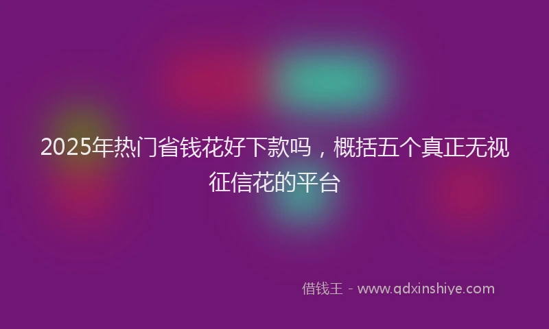 2025年热门省钱花好下款吗，概括五个真正无视征信花的平台