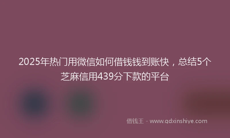 2025年热门用微信如何借钱钱到账快,总结5个芝麻信用439分下款的平台