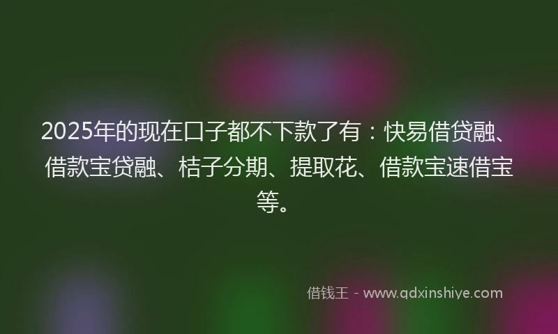 2025年的现在口子都不下款了有:快易借贷融、借款宝贷融、桔子分期、提取花、借款宝速借宝等。