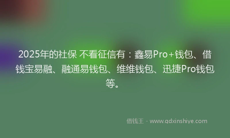 2025年的社保 不看征信有：鑫易Pro+钱包、借钱宝易融、融通易钱包、维维钱包、迅捷Pro钱包等。