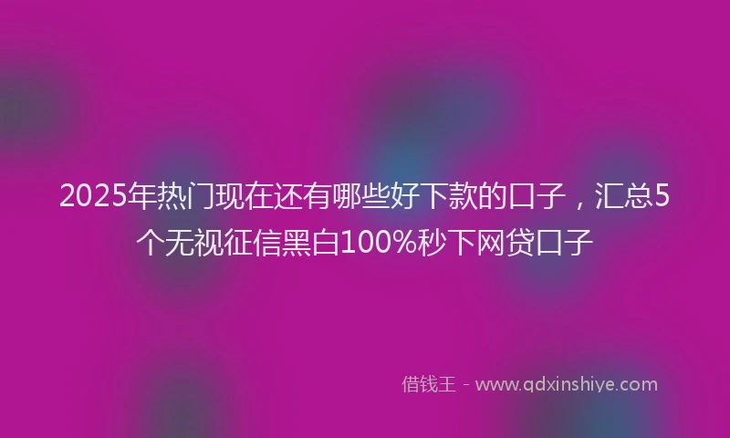 2025年热门现在还有哪些好下款的口子，汇总5个无视征信黑白100%秒下网贷口子