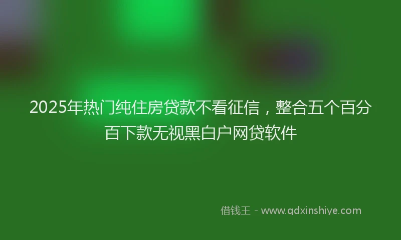 2025年热门纯住房贷款不看征信，整合五个百分百下款无视黑白户网贷软件