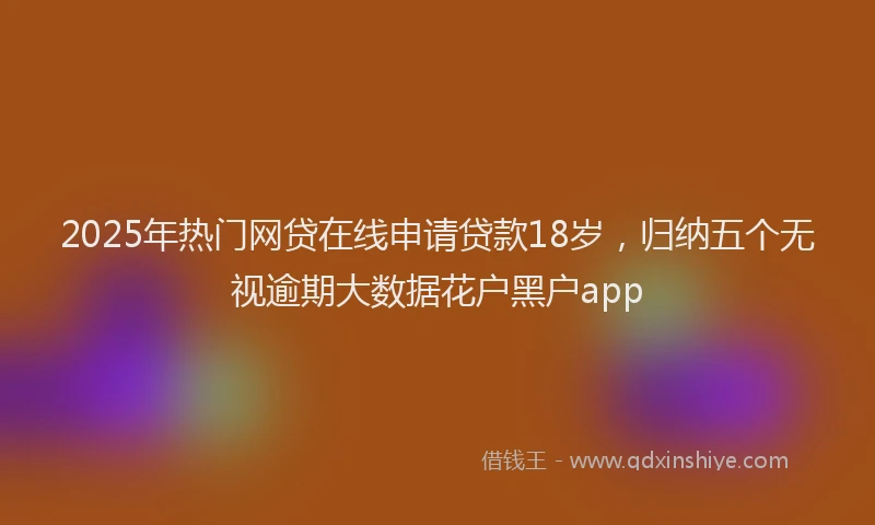 2025年热门网贷在线申请贷款18岁，归纳五个无视逾期大数据花户黑户app