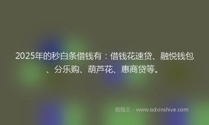 2025年的秒白条借钱有：借钱花速贷、融悦钱包、分乐购、葫芦花、惠商贷等。