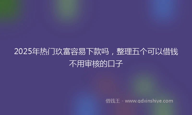 2025年热门玖富容易下款吗，整理五个可以借钱不用审核的口子