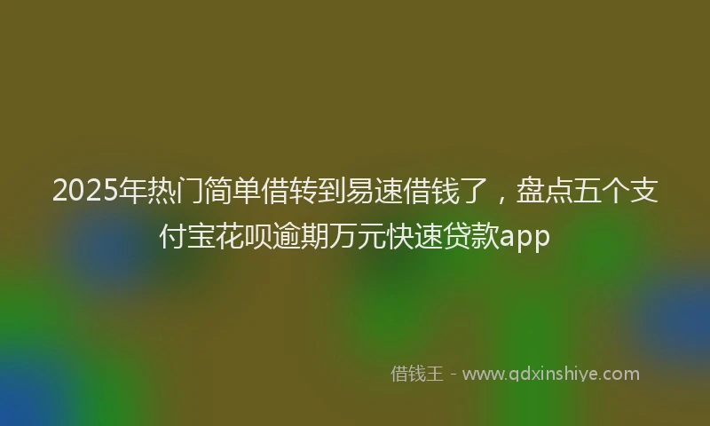 2025年热门简单借转到易速借钱了，盘点五个支付宝花呗逾期万元快速贷款app