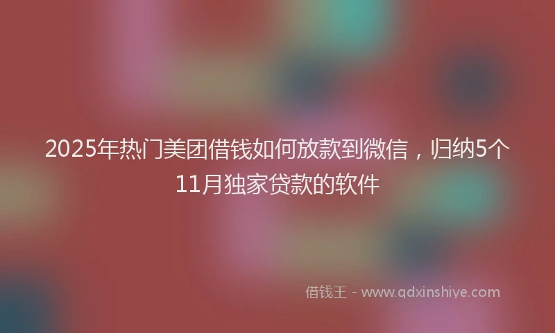 2025年热门美团借钱如何放款到微信，归纳5个11月独家贷款的软件