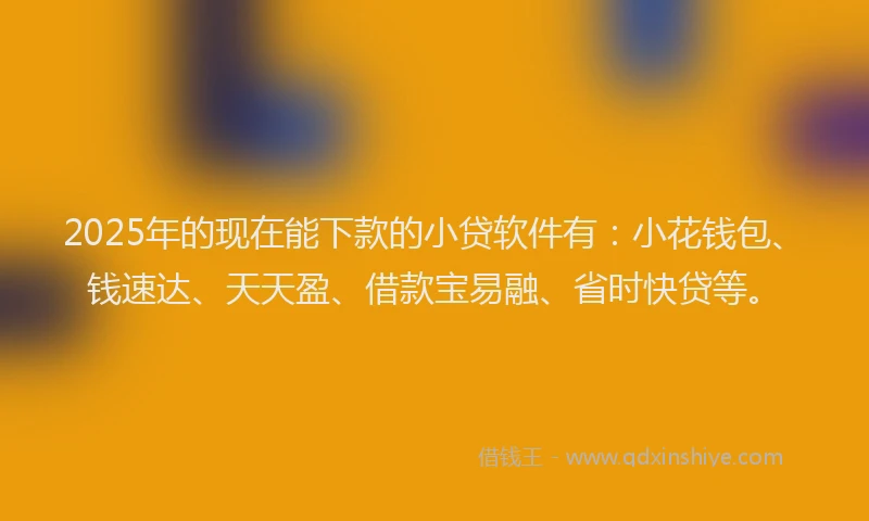 2025年的现在能下款的小贷软件有：小花钱包、钱速达、天天盈、借款宝易融、省时快贷等。