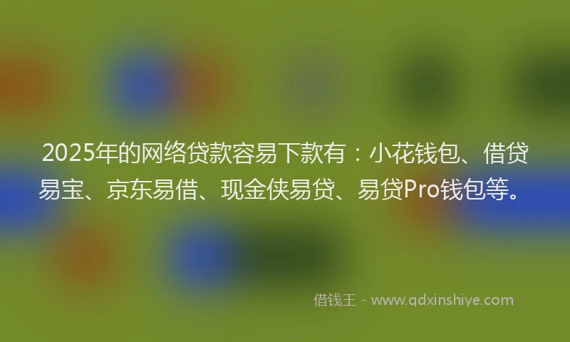2025年的网络贷款容易下款有:小花钱包、借贷易宝、京东易借、现金侠易贷、易贷Pro钱包等。