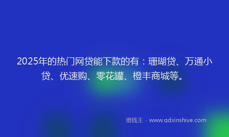2025年的热门网贷能下款的有：珊瑚贷、万通小贷、优速购、零花罐、橙丰商城等。