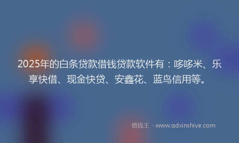 2025年的白条贷款借钱贷款软件有：哆哆米、乐享快借、现金快贷、安鑫花、蓝鸟信用等。